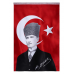 Türk Bayrağı 5 Adet Kalpaklı Atatürk Posterli Saten Türk Bayrağı K.Atatürk İmzalı Türk Bayrağı 70x100