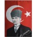 Türk Bayrağı 5 Adet Kalpaklı Atatürk Posterli Saten Türk Bayrağı K.Atatürk İmzalı Türk Bayrağı 70x100